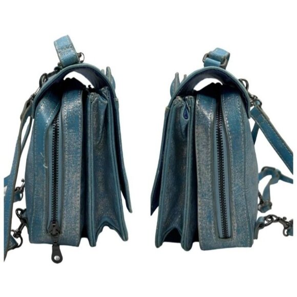 Anna Sui Cat Face Mini Leather Backpack Purse Blue Distressed Jean Bag Cute Ears - Picture 11 of 16